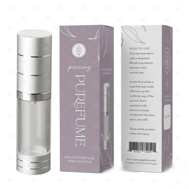 Sticlă airless 15ml pentru parfum DIY cu pulverizare fină - vedere frontală