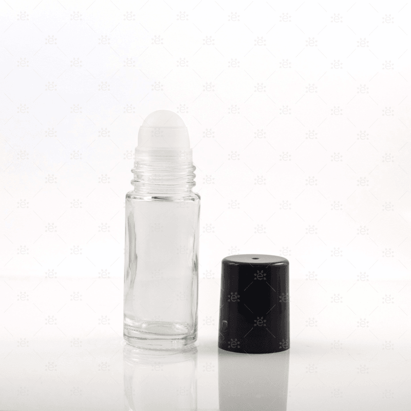 Sticlă Jumbo Roll-on din sticlă transparentă de 30ml cu capac negru (set de 2) - vedere frontală