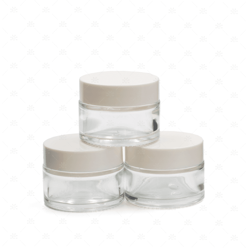 Borcane din sticlă transparentă 30ml cu capac alb - pachet 3 bucăți - vedere frontală