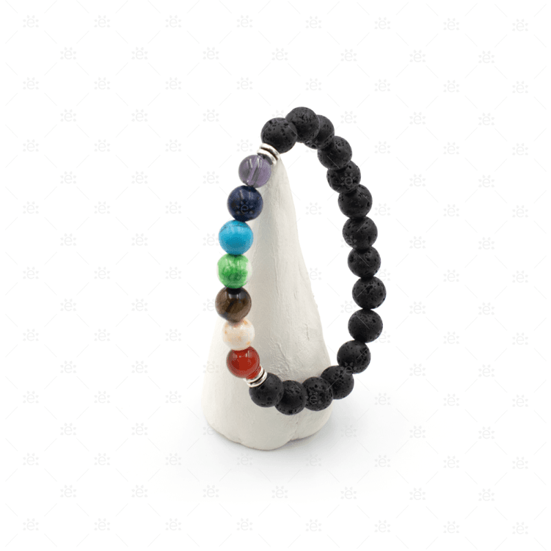 Brățară Chakra din rocă vulcanică pentru uleiuri esențiale - detaliu mărgele